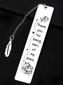 1pc Stainless Steel Inspirational Bookmark, Engraved With Spanish Text Motivational Gift For Teachers, Friends, Colleagues, Family - Multicolor - View 12