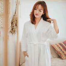 1 pezzo Accappatoio a nido d'ape, Accappatoio kimono unisex per adulti, Yukata primaverile/estiva, Accappatoio da spa per hotel/casa, Assorbente e asciugatura rapida, Vestibilità morbida, Multicolore, Essenziali per il bagno e la casa - Multicolore - Visualizzare 2
