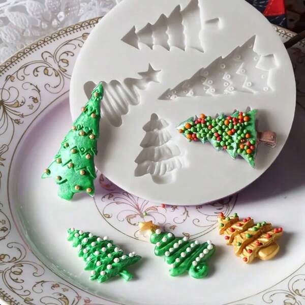 1 szt. Silikonowa forma na choinkę, forma na świecę, forma na mydło, formy żywiczne, forma dekoracyjna z miękkiej gliny ceramicznej DIY z klejem kropelkowym, ręczne narzędzia artystyczne