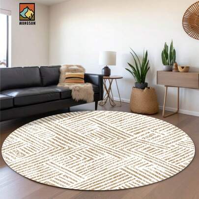 1/10 stuks abstracte lijn badkamer antislipmat, flanellen materiaal, ronde vloermat, pluche decoratie, geschikt voor badkamer, deuropening, keuken, woonkamer en andere gelegenheden, machinewasbaar, antislip, kerstdecoratie, ideaal cadeau