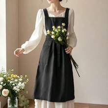 Avental impermeável, avental longo vintage com bolsos para mulheres, adequado para cozinhar, assar, pintar, cozinha, jardim, ao ar livre