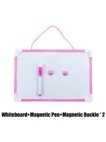 1 件多功能双面白板，配有配色笔和磁性钉子 - 耐用 PVC，节省空间的悬挂设计，适合办公室和家庭使用，易于涂鸦和整理笔记，办公室组织 | 现代白板 | PVC 白板，家用白板