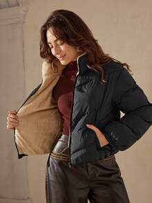 Wildy Women Zipper Long Sleeve Fashionable Winter Cold-Proof Jacket