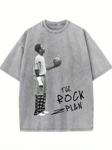 Short Sleeve Rock Plan Print Tee Shirt For Summer, Casual Tees For Men
