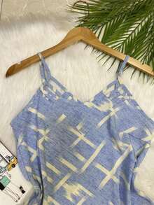 Regata estampada tecido crepinho bonito fashion - Azul bebê - Visão 3