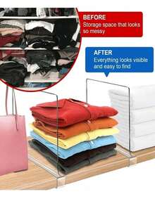 1/3/5 件衣柜隔板，衣柜整理隔断板，多用途衣物分隔架 - 彩色 - 查看 7