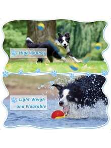 1个 - 吱吱作响的狗狗球 - 高弹TPR橡胶玩具，适合互动玩耍，缓解出牙不适，2.5英寸，鲜艳色彩（黄、蓝、红、紫、绿） - 可搭配发射器进行趣味训练、捡球游戏和泳池游戏 - 活力狗狗球 - 发射器