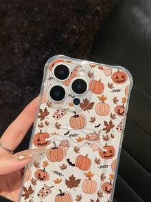 Halloween Themed Phone Case, Cute Pumpkin Lantern, Bat, Maple Leaf, Letter Pattern Phone Case, Coffee Cup, Ice Cream Cup Pattern Phone Case, Built-In Card Slot Can Hold Bank Card/Transportation Card/Family Photo/Celebrity Card, Full-Body Protective Shock-Proof Soft Transparent Card Pocket Phone Case, Phone Protective Cover, Compatible With IPhone 17, 17 Pro Max - Multicolor - View 4