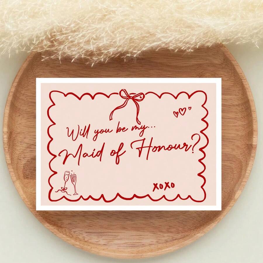 Will You Be My Maid Of Honour Card. Wedding Cards, Bridesmaid Proposal Card, Act Surprised Maid Of Honour, Sister By My Side Card, Simple And Elegant