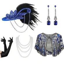 1920s Vintage Style Party Costume Set - Suitable For Fashion Enthusiasts Seeking Classic Retro Style To Attend Vintage Themed Events, Halloween - Multicolor - View 8