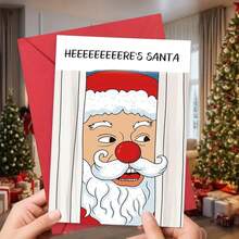 1 张，闪亮风格圣诞贺卡，适合朋友、家人、同事的趣味圣诞贺卡，这是圣诞老人节日贺卡，适合男朋友、女朋友、夫妻的圣诞贺卡