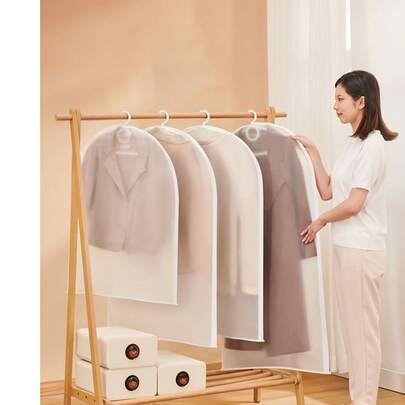 10/5 piezas Bolsas de polvo transparentes para prendas, 4 tamaños, bolsas para trajes con cremallera, fundas para vestidos, bolsas de almacenamiento transparentes para ropa - Protege y organiza tu armario