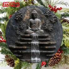 Vintage Buddha Meditation Metal Wall Art -  Monk & Waterfall Design, Yard Garden Decor Sign - Nhiều màu - Xem 2