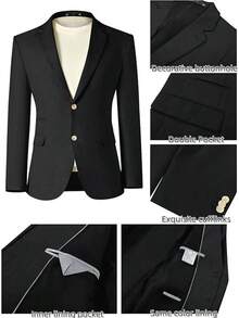 Men's Linen Suits 2 Piece Casual Regular Fit Linen Blazer Jacket And Pants For Summer Beach Weddinghalloween - 黑色 - 查看 8