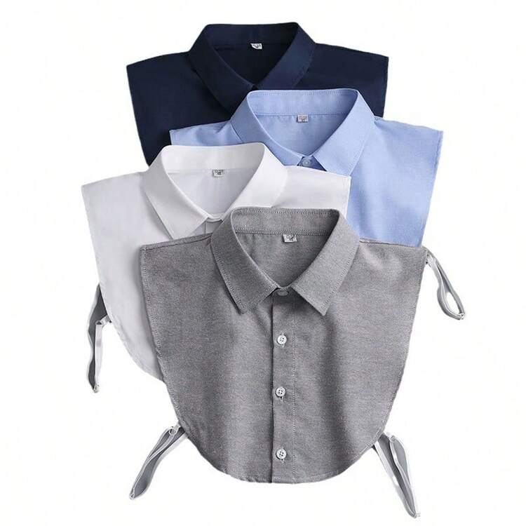 4 pezzi/1 set Colletto staccabile a punta di colore unito, set di colletti versatili per camicie, adatto per decorazioni natalizie - Collare finto fatto a mano - Visualizzare 2