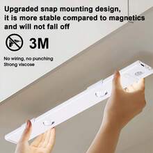 1 pieza Luz con sensor de movimiento LED inteligente, decoración del hogar Tira de luz en forma de ojo de gato ultra delgada, luz recargable autoadhesiva para armario, 20cm/400mAh, 50cm/400mAh Luz de armario con sensor de movimiento - Luz de sensor de colina de ojo de gato de tres colores - Ver 6