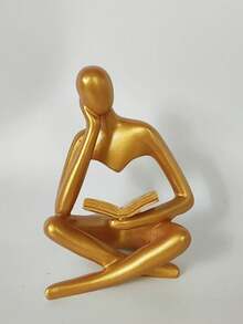 1pc Abstract Figurative Reading Book Decor, Nordic Style Luxe Resin Reading Person Tabletop Ornament, Suitable For Living Room, Study, Cafe Decoration - A Housewarming Gift For Readers And Intellectuals - Multicolor - View 12