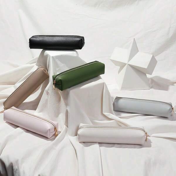 1pc Ins Simple PU Leather Pencil Case – Cute Japanese Style Stationery Pouch For Students & Office, Multi-Functional Zipper Bag For Girls, Women & Adults, Large Capacity Pen Organizer, Cosmetic Brush Storage Bag, Portable Makeup Box, Durable Leather Pouch For School, Work & Daily Use, Minimalist Design Desk Organizer, Perfect Gift For Teen Girls, College Students, Office Workers, Multi-Use Storage Case For Stationery, Cosmetics & Accessories.