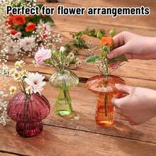 Jarrón con forma de hongo, conjunto de 1/4 piezas de estaciones de propagación de plantas de colores lindos, mini terrario para plantas, macetas hidropónicas únicas pequeñas para plantas de interior, jarrón de vidrio decorativo, regalos para mujeres, decoración del hogar, decoración de habitación, jarrón de vidrio