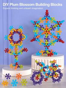 3D Rotating Plum Blossom Building Blocks Toy, Children's Puzzle Snowflake Stacking Toy, Small Gift, Souvenir. During The Puzzle Process, Children Can Exercise Fine Motor Skills; The Process Of Building From 2D To 3D Helps Cultivate Spatial Imagination. - Multicolor - View 4