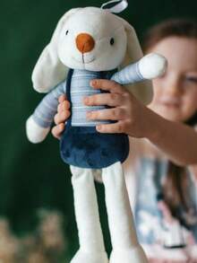 个性化兔子毛绒玩具 | 定制兔子（40厘米），耳朵上绣上您孩子的名字 | 柔软舒适的毛绒玩具，送给孩子的礼物 | 可定制，适合生日、新生儿派对、复活节、万圣节或圣诞节，这款定制毛绒兔子一定会给孩子们带来欢乐。2025万圣节配饰、玩具和游戏、创意定制装饰品、为您的家增添节日气氛 - 藍色 - 查看 9