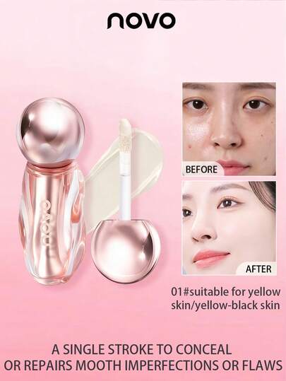 NOVO Brightening Concealer Liquid, Lightweight Formula To Cover Blemishes, Dark Circles, Suitable For Party, Holiday, Birthday, Gathering, Women's Fashion Makeup Brand