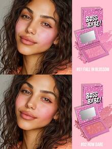 MISSLYN-2 件 Boss Babe 闪光粉状腮红套装、腮红盘、闪光腮红、豹纹、初学者友好、色彩梦幻腮红、持久、修容、高光、便携尺寸、适合旅行和户外使用、防水防汗腮红、小巧可爱、旅行、高显色度、Y2K、派对、假日、丝滑无粉质地、环境色彩