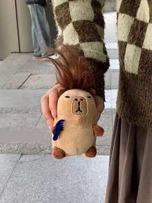 1pc/2pcs 4.3 Inch Plush Capybara Keychain, Brown/Pink Cute Fluffy Doll Pendant, Fun Accessory, Children Gift - Multicolor - View 6