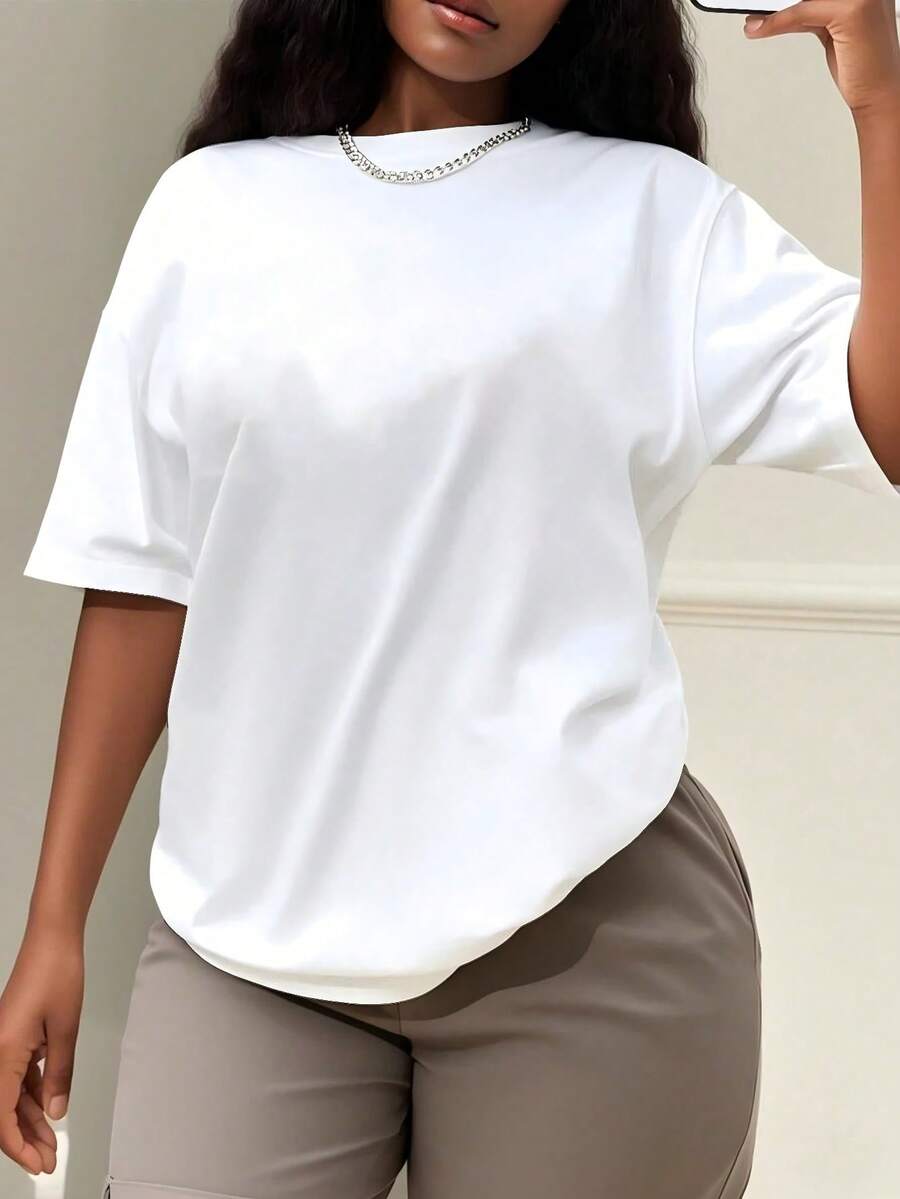 Solid Color T-Shirts, Casual Women's Shirts, Black, White, Red, Apricot Women's Tops, Tops, Casual Women's Shirts, Women's T-Shirts, Maximum Amount,Tops - 白色 - 查看 1