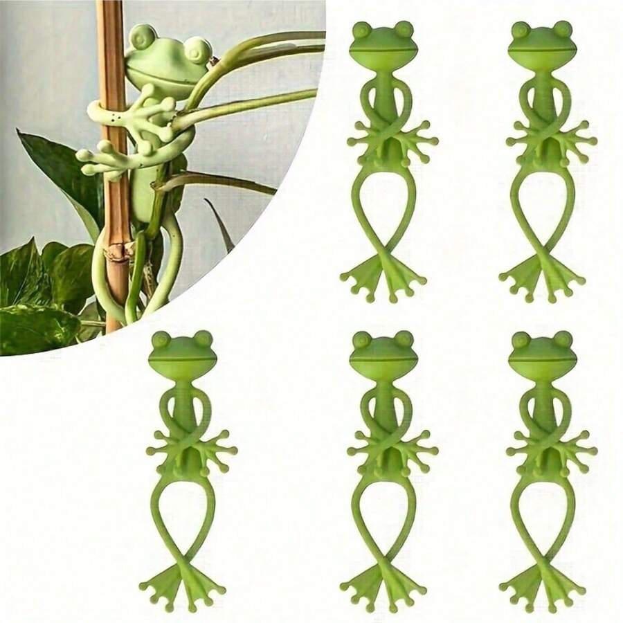 创意青蛙植物架,趣味绿色青蛙植物架,青蛙固定植物架,青蛙支撑架,藤蔓垂直攀爬辅助生长夹,适用于园艺/盆栽/植物装饰 - 綠色 - 查看 1
