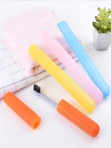 1/5pcs Travel Toothbrush Case - Portable Plastic Container For Storing Toothbrush Heads, Suitable For Daily Use And Travel - Available In Multiple Colors - Multicolor - View 9