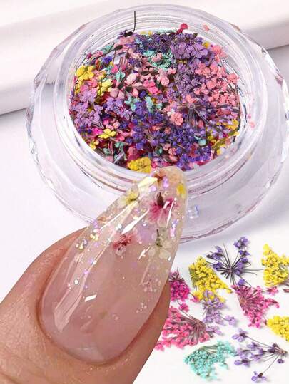 1Box 3D Flower Nail Art Decoration Dried Flower Leaf Stickers Natural Floral Petals Charms Designs DIY Summer Manicure Accessories