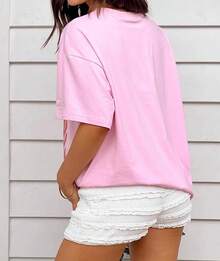Women's Teens Oversized Graphic Tee Shirts Y2k Short Sleeve Floral Aesthetic Tshirt Top Summer Cute Preppy Clothes-For Women, Holiday, Vacation - 查看 3