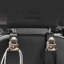 2 件 - 可爱哈巴狗 2D 汽车座椅挂钩，隐藏式后座储物挂钩，哈巴狗设计，亚克力多功能汽车配件，用于整理包袋、瓶子等，汽车座椅挂钩 - 彩色 - 查看 6