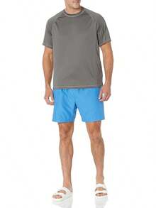 Essentials - Men's UPF 50 Quick-Drying Short-Sleeve Swim Shirt - Pink - View 5