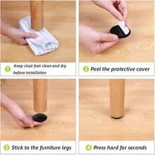 12/24 Pcs Sliding Furniture Slides/Furniture Floor Protectors - Self-Stick Silent Slides For Carpets And Hard Floors - Scratch Resistant Design Slides, Suitable For Sliding Furniture And Appliances(Black)
