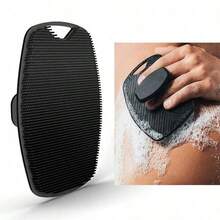 Gentlemen's Soft Silicone Exfoliating Body Scrubber With Ergonomic Non-Slip Handle - Low Allergenic, Battery-Free, Handheld Bath Brush For Personal Hygiene - Black - View 1
