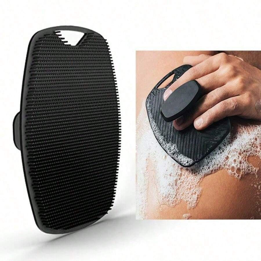 Gentlemen's Soft Silicone Exfoliating Body Scrubber With Ergonomic Non-Slip Handle - Low Allergenic, Battery-Free, Handheld Bath Brush For Personal Hygiene - Black - View 1