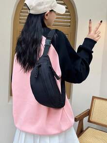 Bolso bandolera de nailon de moda, bolso de hombro de unicolor, bolso cruzado casual de mujer para deportes al aire libre