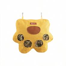 ITANDME 4-Loch Heu-Futternapf für Kaninchen mit Reißverschlussdeckel, Hänge-Futterbeutel für Kaninchen aus hochwertigem, atmungsaktivem Stoff, süße Form, Heu-Halter für Meerschweinchen, Kaninchen, Chinchillas