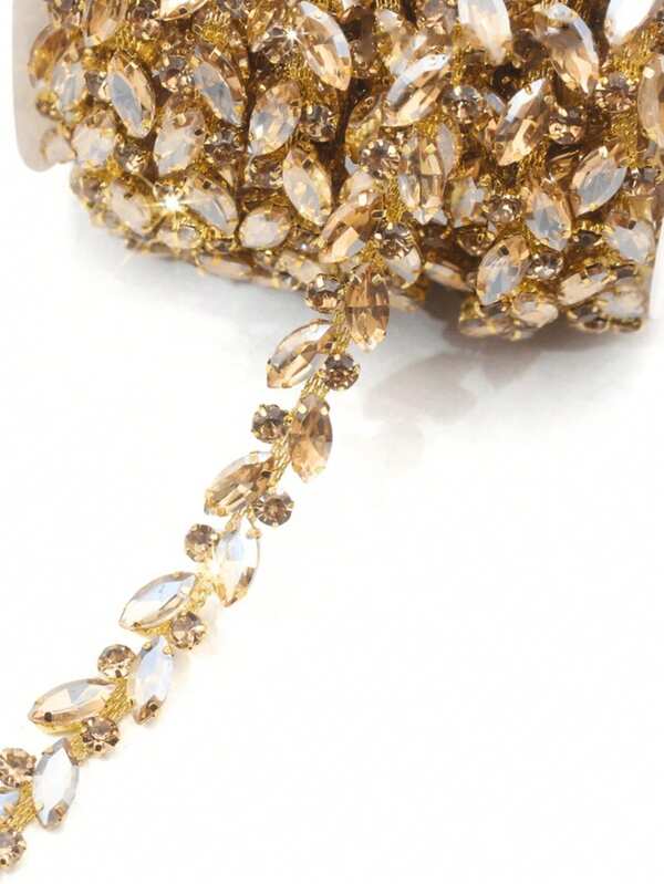 1 Yard Leaves Clean Glass Crystal Chain Rhinestone Trim Flat Silver Crystal Chain Decoration Wedding Dress Accessories