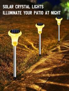 2/6/12pcs Solar Powered Garden Lights, Solar Stainless Steel Tube Lights, Solar Crystal Lights, Solar Pathway Lights, Solar Decorative Lights, 6/12pcs LED Lights, Compact & Practical, Suitable For Garden, Driveway And Landscape Lighting Decor (Warm Light), Christmas Decor, Christmas Lights, Fairy Lights - Multicolor - View 7