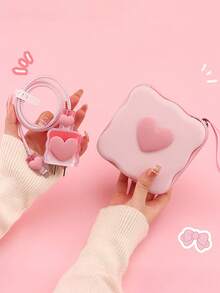 Cute Bow Candy Color Data Cable Protective Cover Data Cable Storage Protection Bag Data Cable Earphone Charger Digital Accessories Storage Box Anti-Fall Zipper Bag 6 Pieces Set Compatible With IPhone20W Fast Charging Head