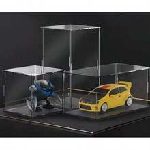 组装透明亚克力盒：收藏品、人偶和玩具的完美展示盒（4x4x4 英寸；10x10x10 厘米）圣诞节、万圣节、感恩节礼物 - 黑色 - 查看 7