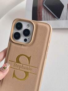 Customized Phone Case Compatible With IPhone 17 16 15 14 13 12 11 Pro Max 17 Air Personalized Initials Name 3D DIY Engraved Multiple Colors And Fonts Rose Gold Rose Red Gold Red White Black Blue Green Letters Hot Stamping Technology Luxury Korea Leather Shockproof Case Leather Case Festival Gifts For Lover Friends Family Yourself Children ﻿