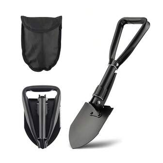 1pc Military Camping Shovel Survival Equipment, Entry Tool With Carrying Bag, Metal HandlePortable Foldable Truck Mounted Engineer Shovel Tent Outdoor Shovel Self-Defense Survival Tool Compass Storage Bag 5-In -1 Compact Survival Shovel: Durable Tactical Stainless Steel Shovel With Compass, Saw And Outdoor Adventure Bottle Opener Folding Shovel For Gardening,