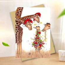 1 pieza Tarjeta de felicitación navideña australiana con sobre, 11cm X 16cm - Diseño encantador de gatos besándose con adornos festivos, ideal para amigos, familiares y amantes de los gatos, tarjeta de celebración navideña conmovedora