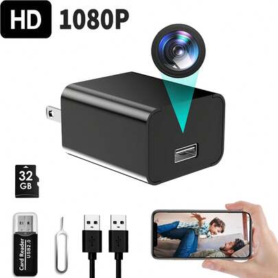 Rechargeable 1080P FHD Camera With 32GB Memory Card - Plug And Play - No WiFi Setup Required - USB Camera, Ideal For Pet Caregivers, Home, Office, And Warehouse