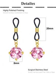 2 Pcs Pink Rhinestone Heart,Star,Butterfly,Cross Fake Nipple Rings For Women, Nipple Nipple Jewelry Non Piercing Dangle Nipple Ring, Non Pierced Nipple Body Jewelry