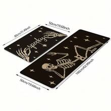 1 pièce Tapis de cuisine en lin imprimé motif crâne, paillasson, tapis de bain, tapis de couloir, décoration d'Halloween, cadeau d'Halloween, rectangle imprimé en 3D, convient pour le salon, la chambre, le couloir, la salle de bain, la buanderie - Tapis en polyester, décoration d'intérieur et d'extérieur